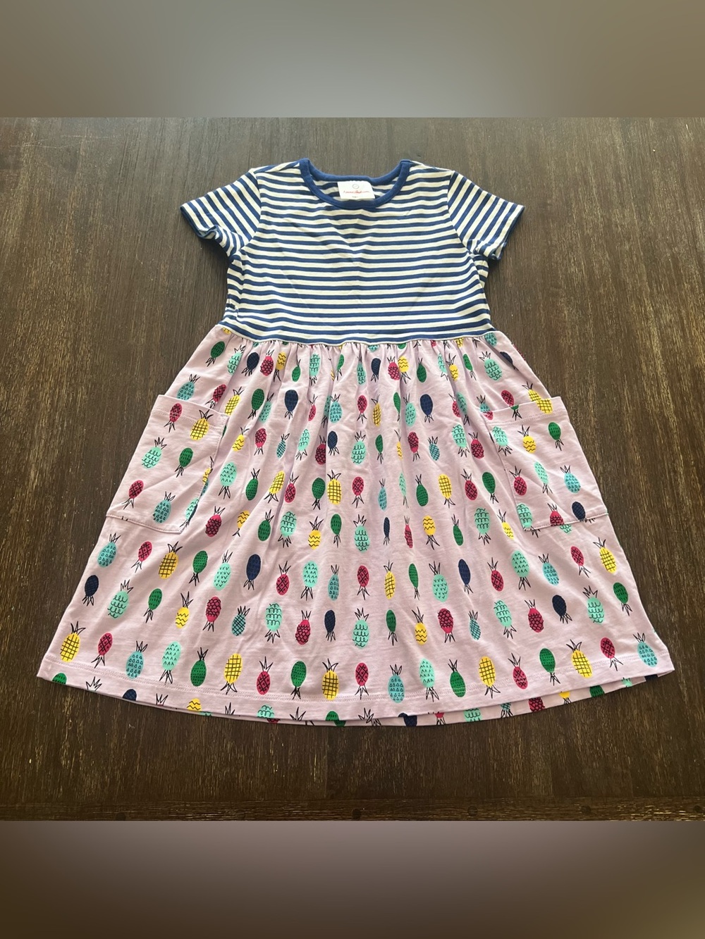 Hanna Andersson Pineapple Print Dress size 6/7 girls
